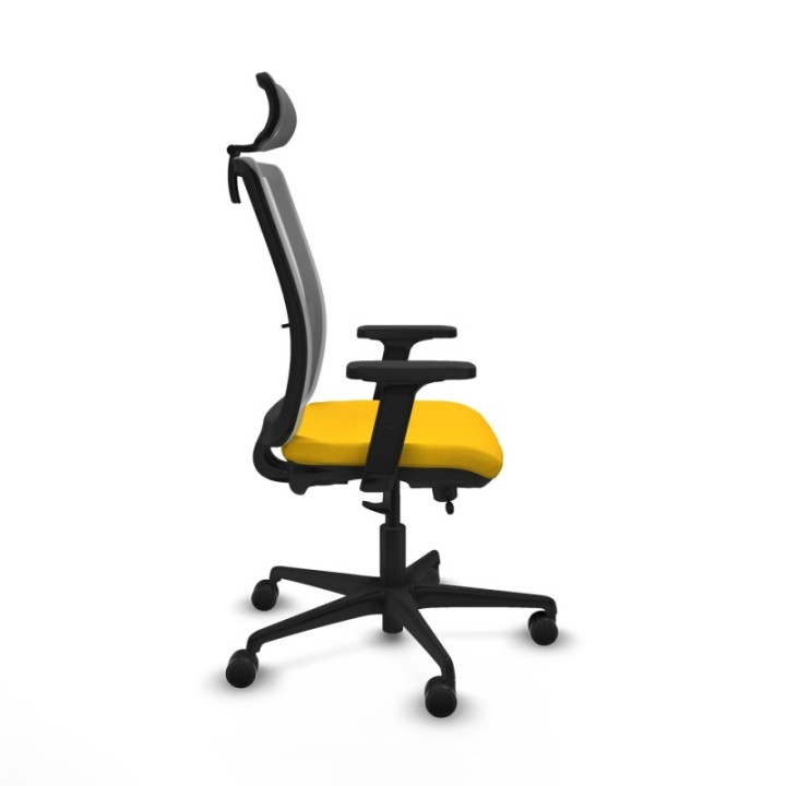 Haches traslack malla gris bali amarillo brazos 2D base nailon cabecero malla 2D ruedas 65mm nailon