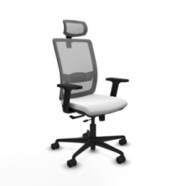 Haches traslack malla gris bali blanco brazos 2D base nailon cabecero malla 2D ruedas 65mm nailon