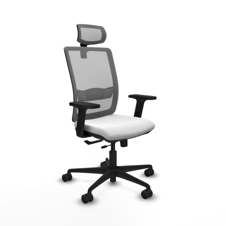 Haches traslack malla gris bali blanco brazos 2D base nailon cabecero malla 2D ruedas 65mm nailon