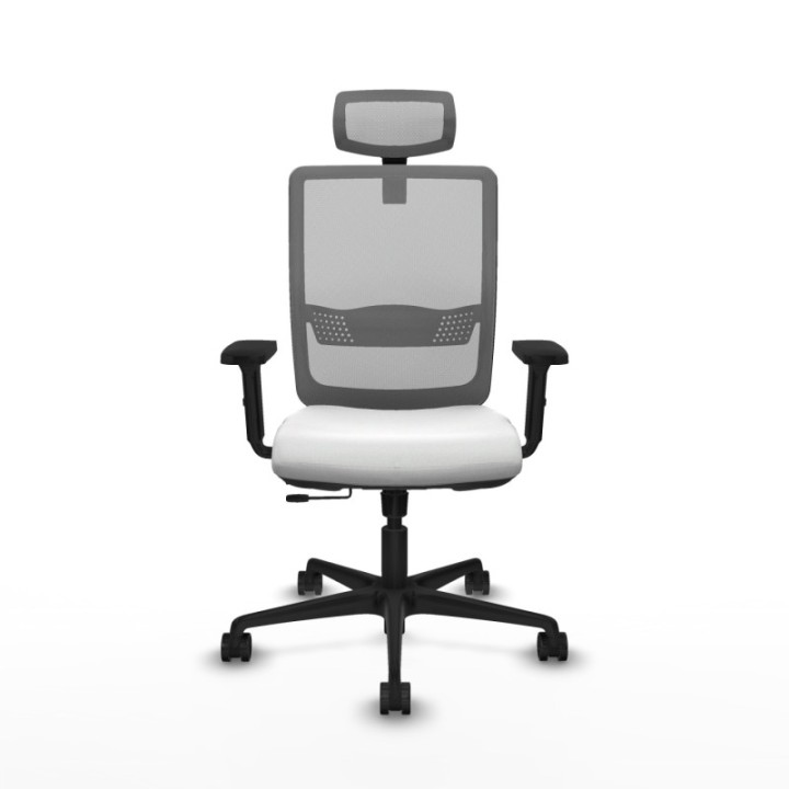 Haches traslack malla gris bali blanco brazos 2D base nailon cabecero malla 2D ruedas 65mm nailon