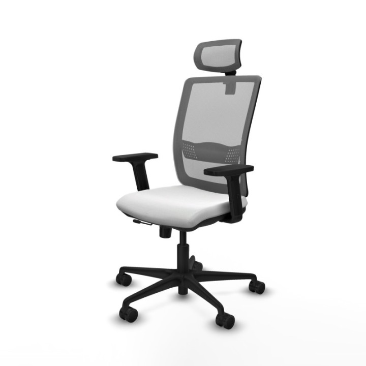 Haches traslack malla gris bali blanco brazos 2D base nailon cabecero malla 2D ruedas 65mm nailon