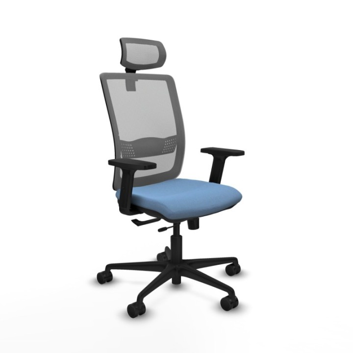 Haches traslack malla gris bali azul cielo brazos 2D base nailon cabecero malla 2D ruedas 65mm nailon