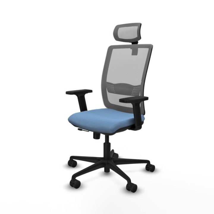 Haches traslack malla gris bali azul cielo brazos 2D base nailon cabecero malla 2D ruedas 65mm nailon