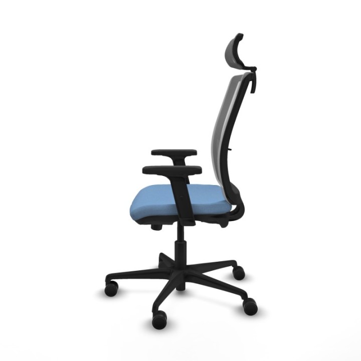 Haches traslack malla gris bali azul cielo brazos 2D base nailon cabecero malla 2D ruedas 65mm nailon