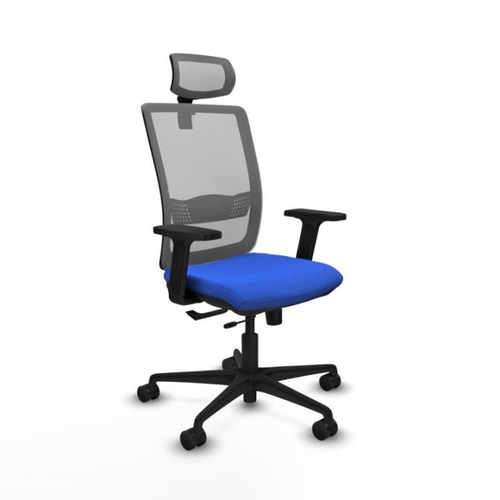 Haches traslack malla gris bali azul brazos 2D base nailon cabecero malla 2D ruedas 65mm nailon