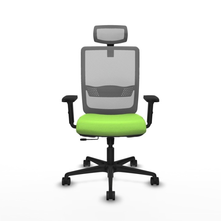 Haches traslack malla gris bali pistacho brazos 2D base nailon cabecero malla 2D ruedas 65mm nailon