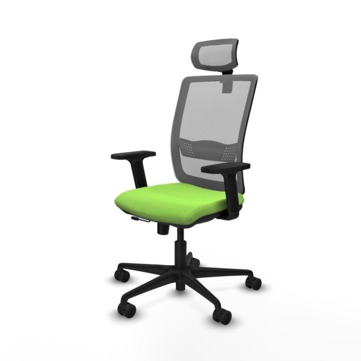 Haches traslack malla gris bali pistacho brazos 2D base nailon cabecero malla 2D ruedas 65mm nailon