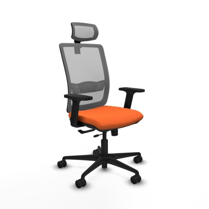 Haches traslack malla gris bali naranja brazos 2D base nailon cabecero malla 2D ruedas 65mm nailon