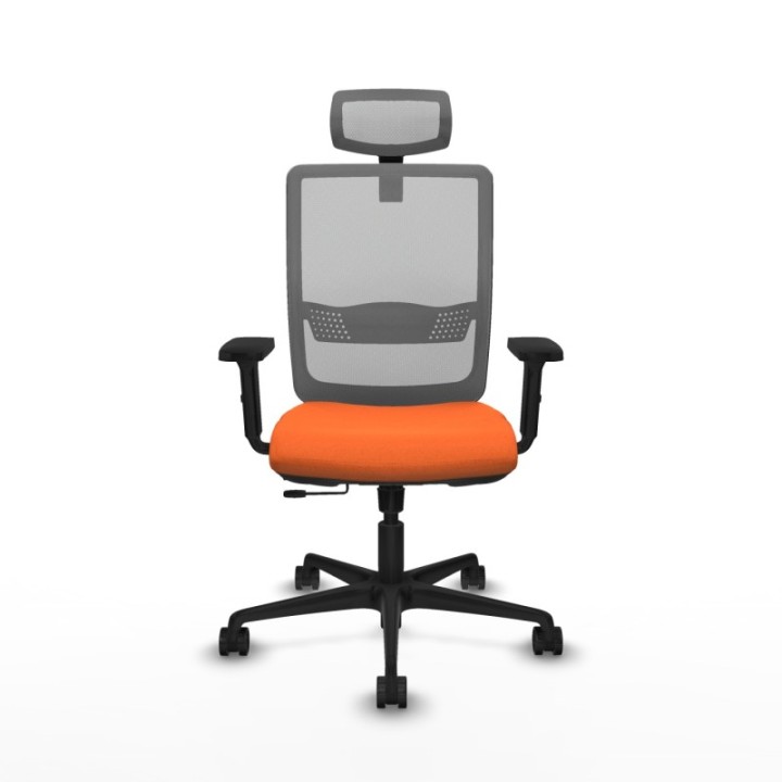 Haches traslack malla gris bali naranja brazos 2D base nailon cabecero malla 2D ruedas 65mm nailon