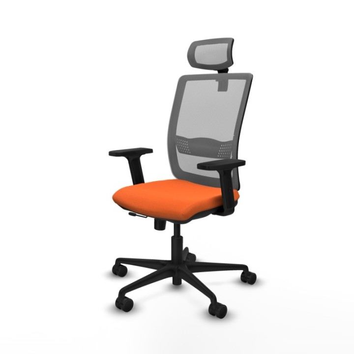 Haches traslack malla gris bali naranja brazos 2D base nailon cabecero malla 2D ruedas 65mm nailon