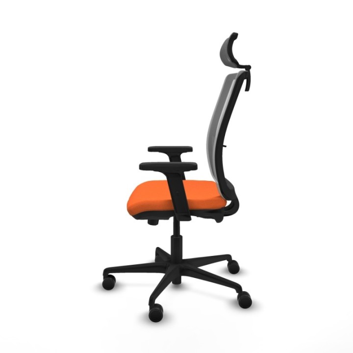 Haches traslack malla gris bali naranja brazos 2D base nailon cabecero malla 2D ruedas 65mm nailon