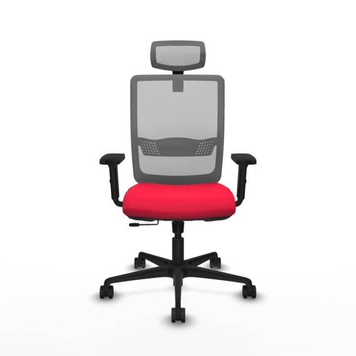 Haches traslack malla gris bali rojo brazos 2D base nailon cabecero malla 2D ruedas 65mm nailon