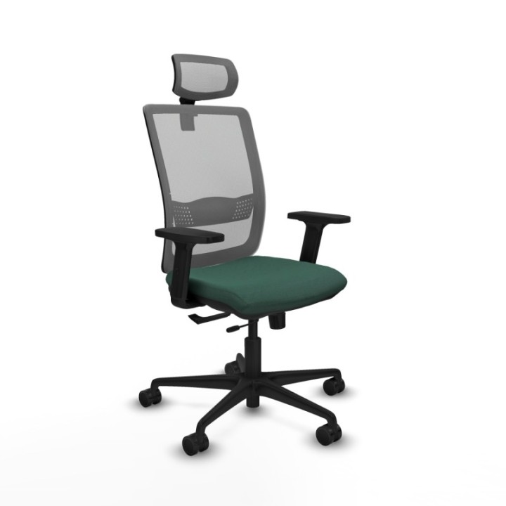 Haches traslack malla gris bali verde botella brazos 2D base nailon cabecero malla 2D ruedas 65mm nailon