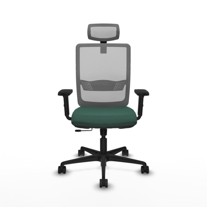 Haches traslack malla gris bali verde botella brazos 2D base nailon cabecero malla 2D ruedas 65mm nailon