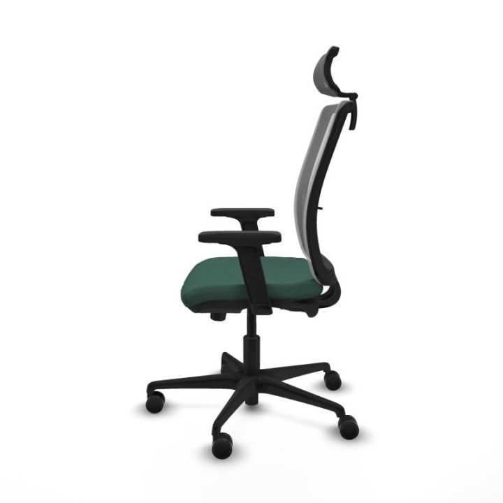 Haches traslack malla gris bali verde botella brazos 2D base nailon cabecero malla 2D ruedas 65mm nailon