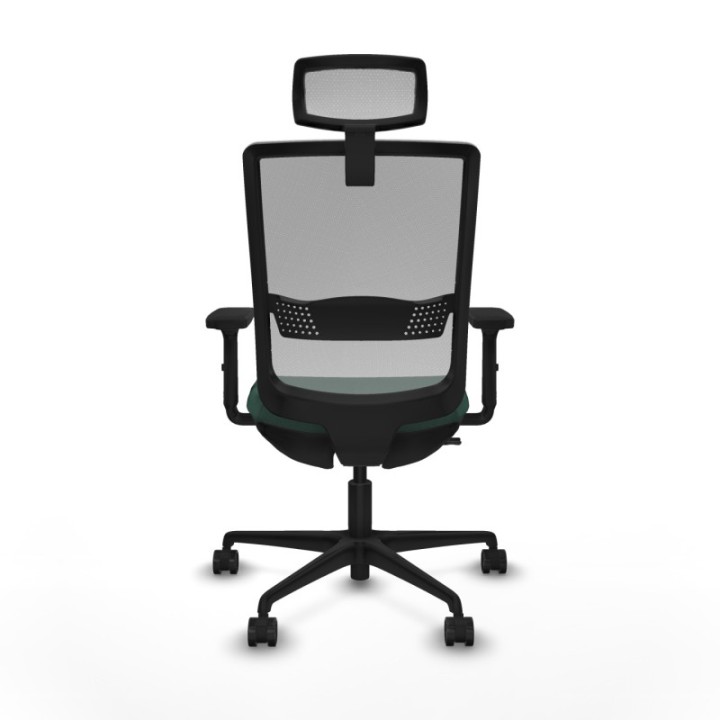 Haches traslack malla gris bali verde botella brazos 2D base nailon cabecero malla 2D ruedas 65mm nailon