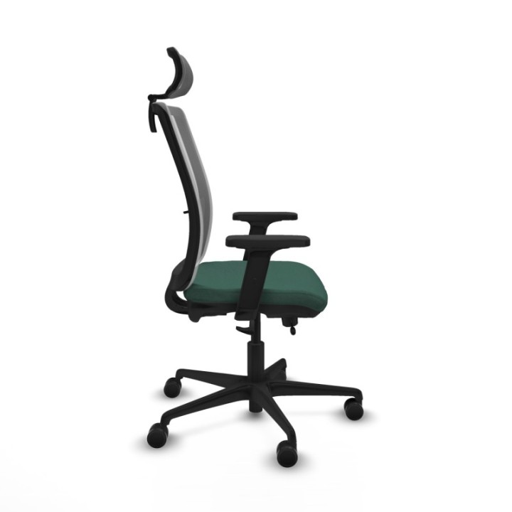 Haches traslack malla gris bali verde botella brazos 2D base nailon cabecero malla 2D ruedas 65mm nailon