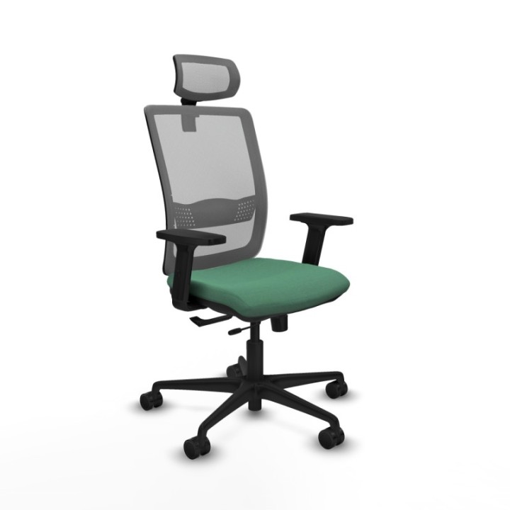 Haches traslack malla gris bali verde esmeralda brazos 2D base nailon cabecero malla 2D ruedas 65mm nailon