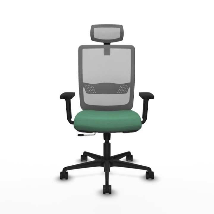 Haches traslack malla gris bali verde esmeralda brazos 2D base nailon cabecero malla 2D ruedas 65mm nailon