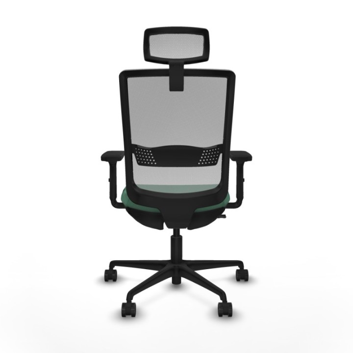 Haches traslack malla gris bali verde esmeralda brazos 2D base nailon cabecero malla 2D ruedas 65mm nailon