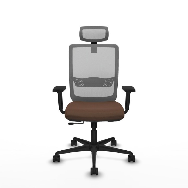 Haches traslack malla gris bali marrón oscuro brazos 2D base nailon cabecero malla 2D ruedas 65mm nailon