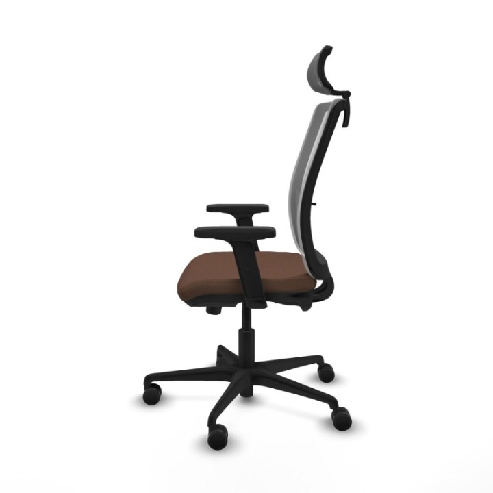 Haches traslack malla gris bali marrón oscuro brazos 2D base nailon cabecero malla 2D ruedas 65mm nailon