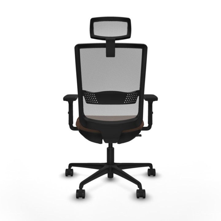 Haches traslack malla gris bali marrón oscuro brazos 2D base nailon cabecero malla 2D ruedas 65mm nailon