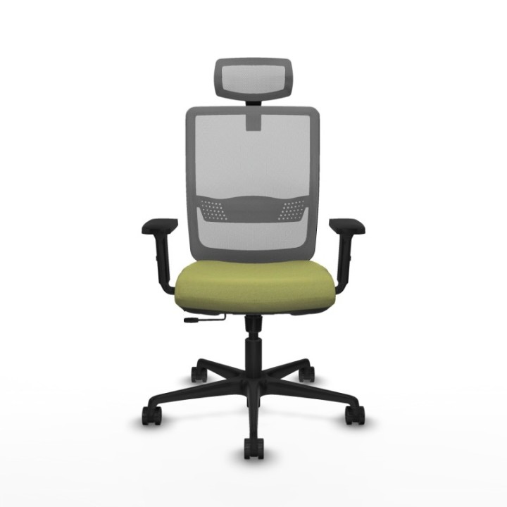 Haches traslack malla gris bali verde oliva brazos 2D base nailon cabecero malla 2D ruedas 65mm nailon