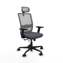 Haches traslack malla gris bali gris oscuro brazos 2D base nailon cabecero malla 2D ruedas 65mm nailon