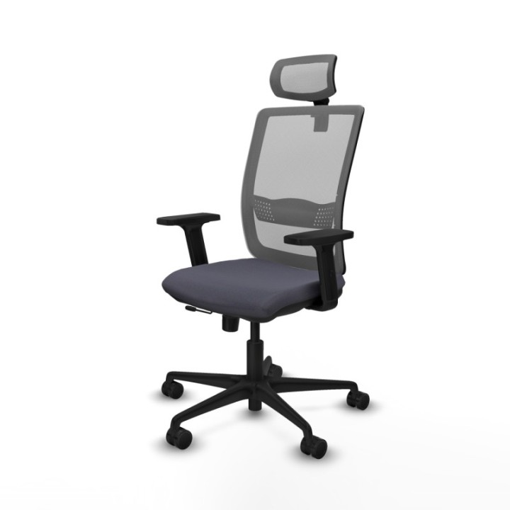 Haches traslack malla gris bali gris oscuro brazos 2D base nailon cabecero malla 2D ruedas 65mm nailon