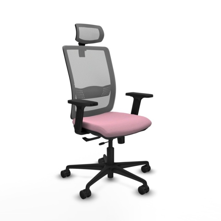 Haches traslack malla gris bali rosa brazos 2D base nailon cabecero malla 2D ruedas 65mm nailon