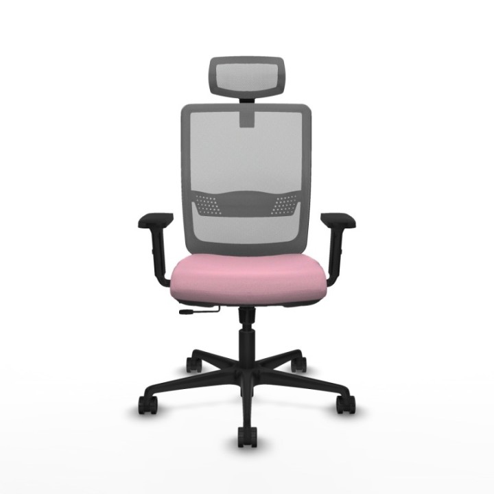 Haches traslack malla gris bali rosa brazos 2D base nailon cabecero malla 2D ruedas 65mm nailon