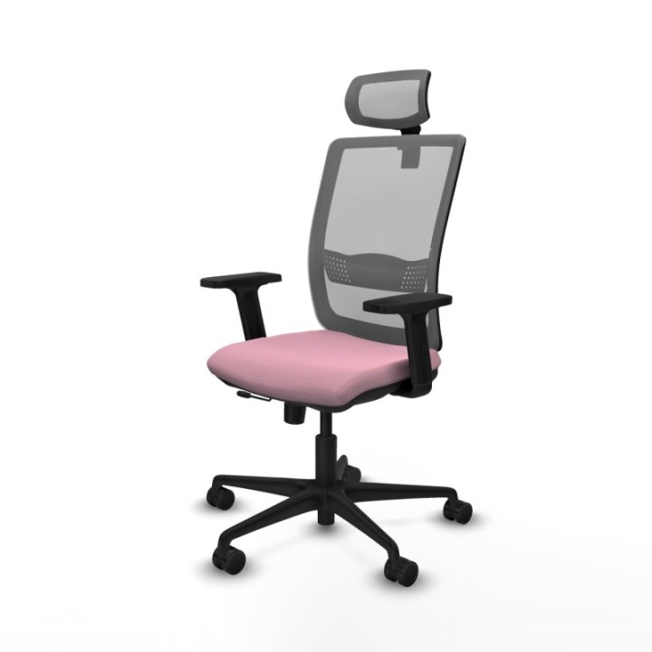 Haches traslack malla gris bali rosa brazos 2D base nailon cabecero malla 2D ruedas 65mm nailon