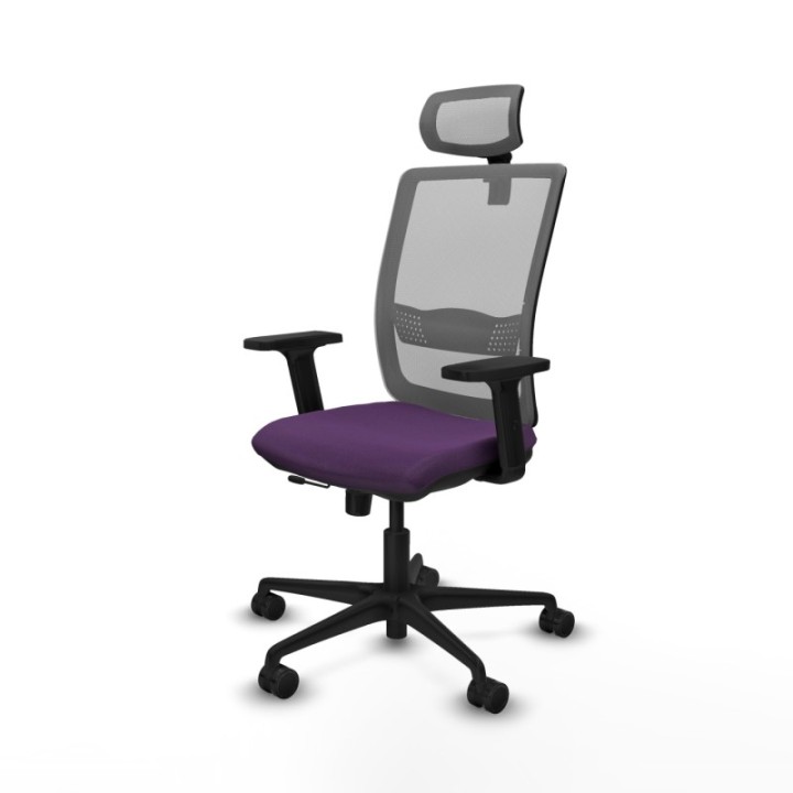 Haches traslack malla gris bali morado brazos 2D base nailon cabecero malla 2D ruedas 65mm nailon