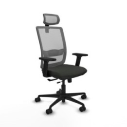 Haches traslack malla gris bali negro brazos 2D base nailon cabecero malla 2D ruedas 65mm nailon