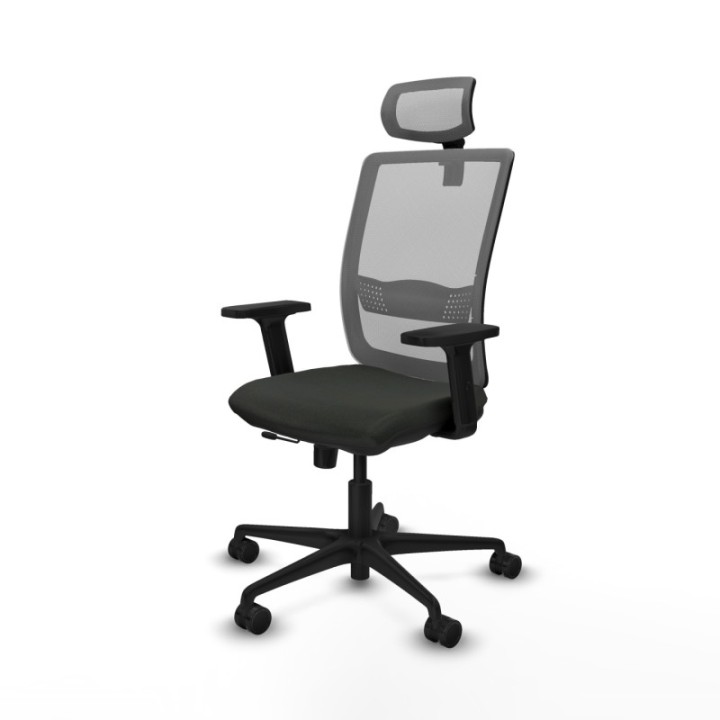 Haches traslack malla gris bali negro brazos 2D base nailon cabecero malla 2D ruedas 65mm nailon