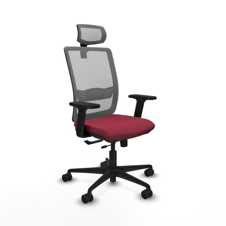 Haches traslack malla gris bali granate brazos 2D base nailon cabecero malla 2D ruedas 65mm nailon