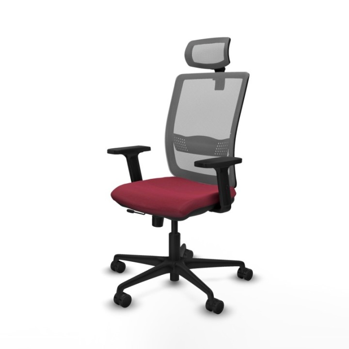 Haches traslack malla gris bali granate brazos 2D base nailon cabecero malla 2D ruedas 65mm nailon