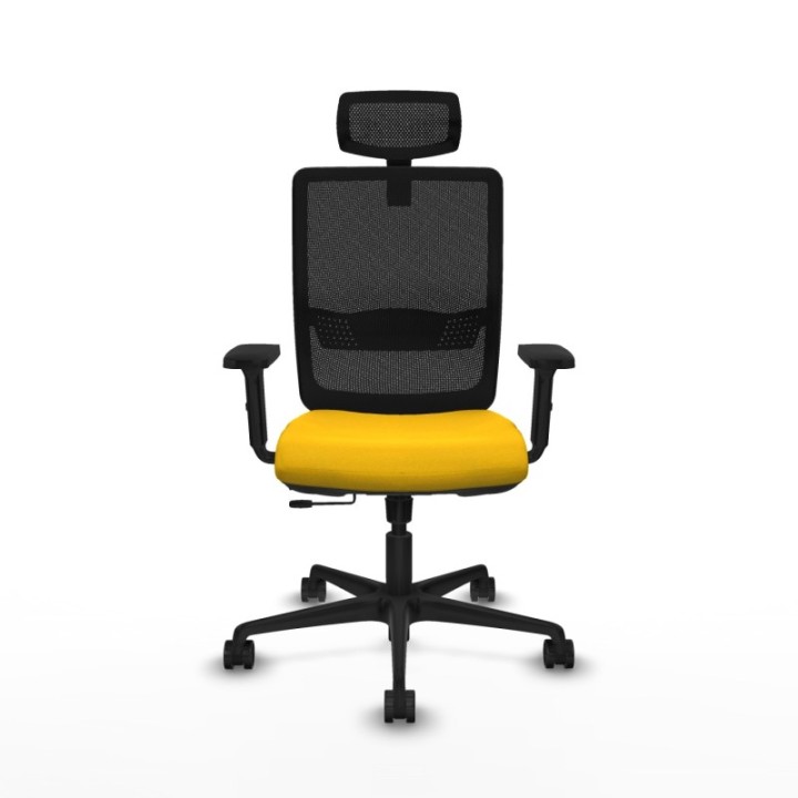 Haches traslack malla negra bali amarillo brazos 2D base nailon cabecero malla 2D ruedas 65mm nailon