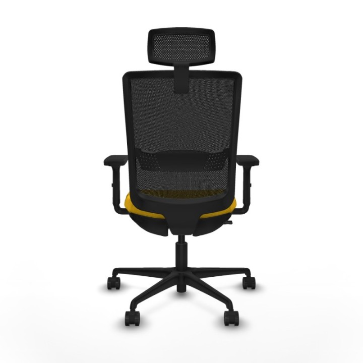 Haches traslack malla negra bali amarillo brazos 2D base nailon cabecero malla 2D ruedas 65mm nailon