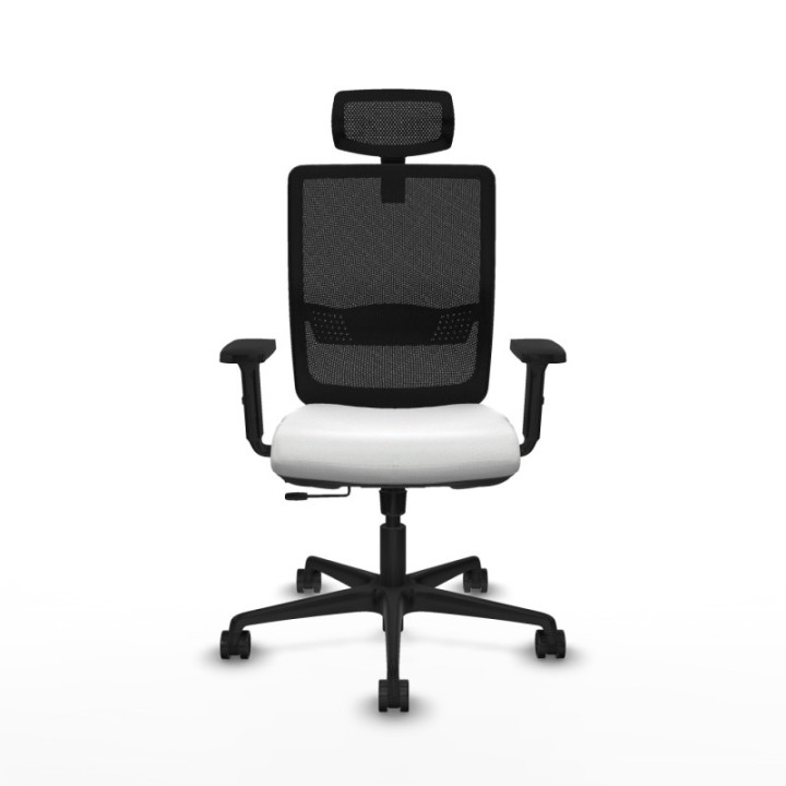 Haches traslack malla negra bali blanco brazos 2D base nailon cabecero malla 2D ruedas 65mm nailon