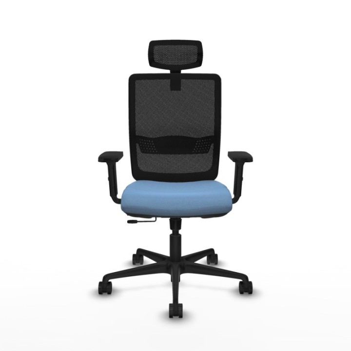 Haches traslack malla negra bali azul cielo brazos 2D base nailon cabecero malla 2D ruedas 65mm nailon