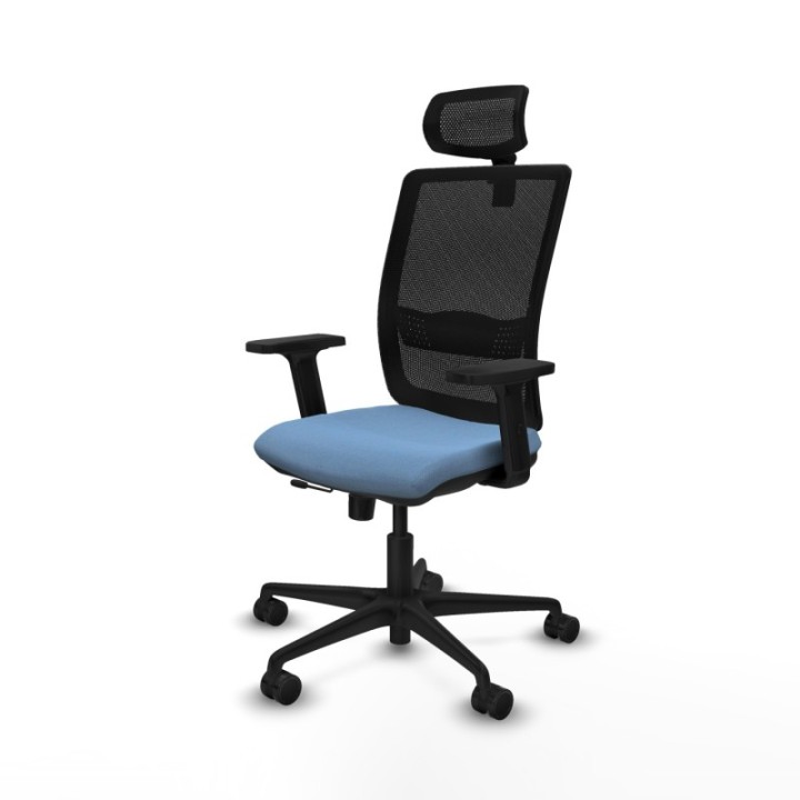 Haches traslack malla negra bali azul cielo brazos 2D base nailon cabecero malla 2D ruedas 65mm nailon