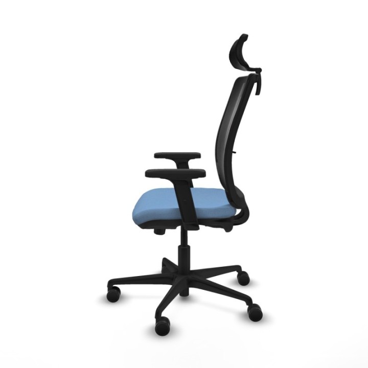 Haches traslack malla negra bali azul cielo brazos 2D base nailon cabecero malla 2D ruedas 65mm nailon