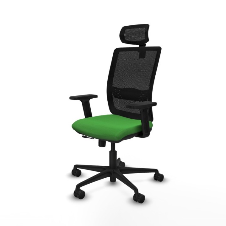 Haches traslack malla negra bali verde brazos 2D base nailon cabecero malla 2D ruedas 65mm nailon