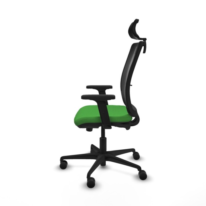 Haches traslack malla negra bali verde brazos 2D base nailon cabecero malla 2D ruedas 65mm nailon