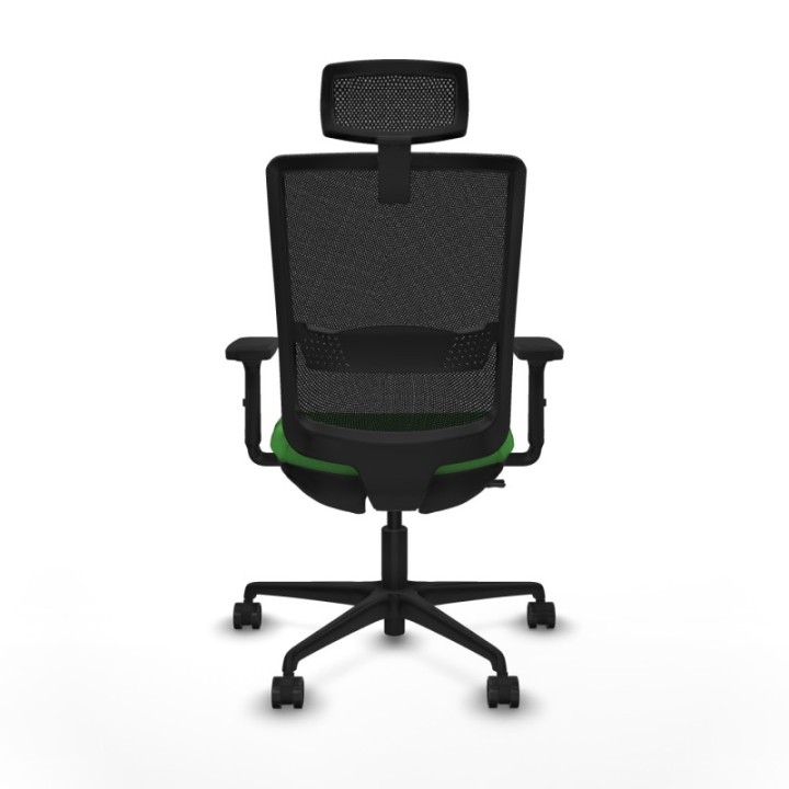 Haches traslack malla negra bali verde brazos 2D base nailon cabecero malla 2D ruedas 65mm nailon