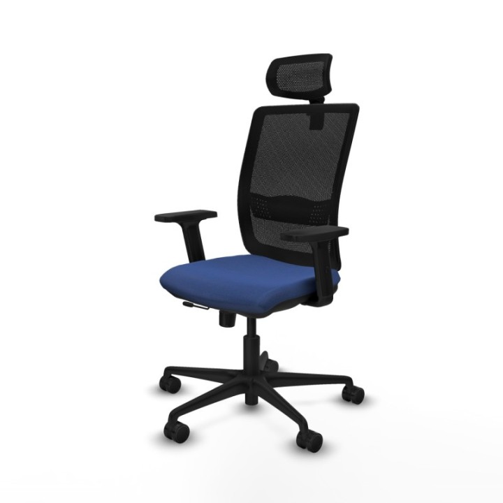 Haches traslack malla negra bali azul marino brazos 2D base nailon cabecero malla 2D ruedas 65mm nailon