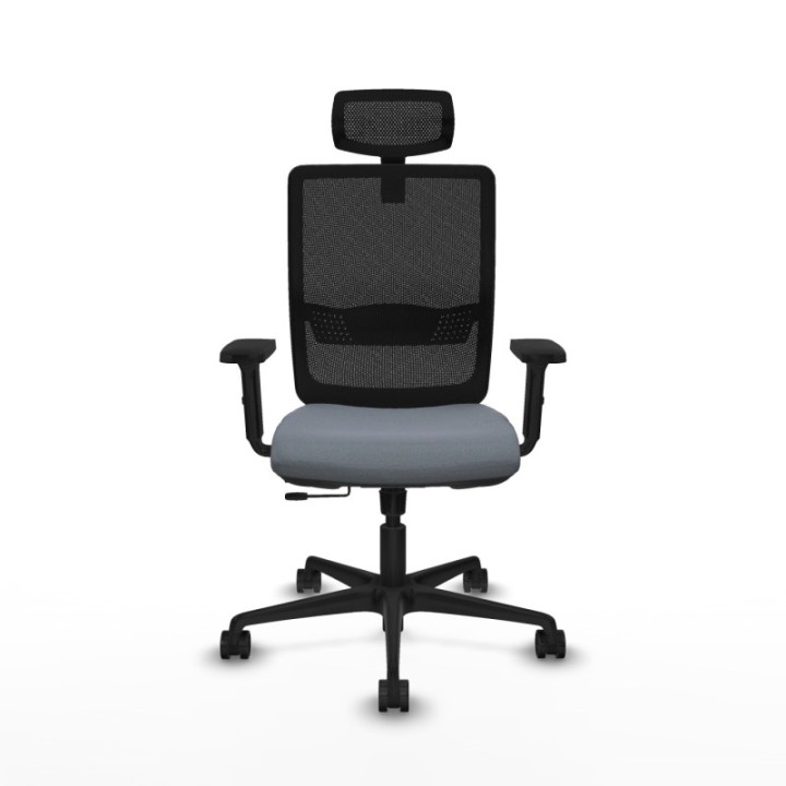 Haches traslack malla negra bali gris brazos 2D base nailon cabecero malla 2D ruedas 65mm nailon