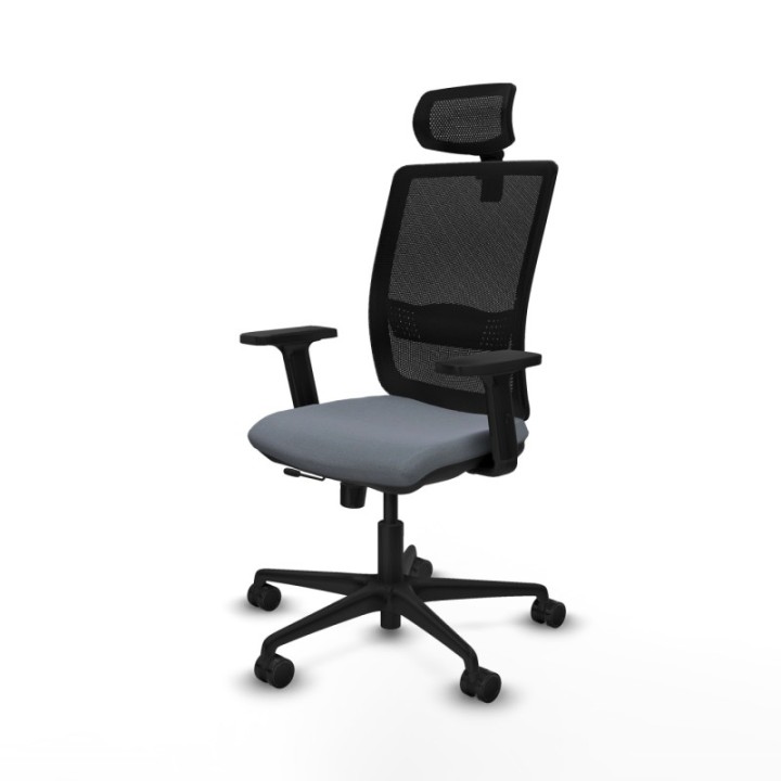 Haches traslack malla negra bali gris brazos 2D base nailon cabecero malla 2D ruedas 65mm nailon